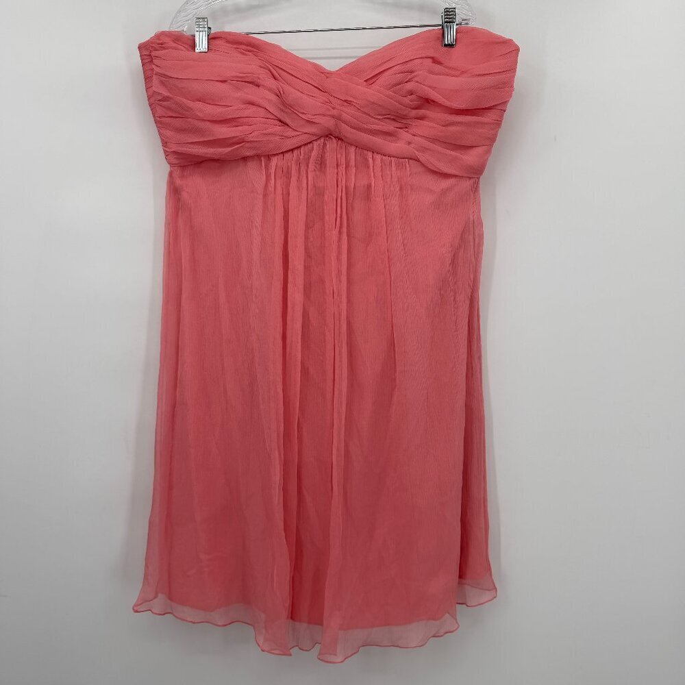 AMSALE 100% Silk Guava Strapless Chiffon Mini Dress Wedding guest Plus 22 NWT